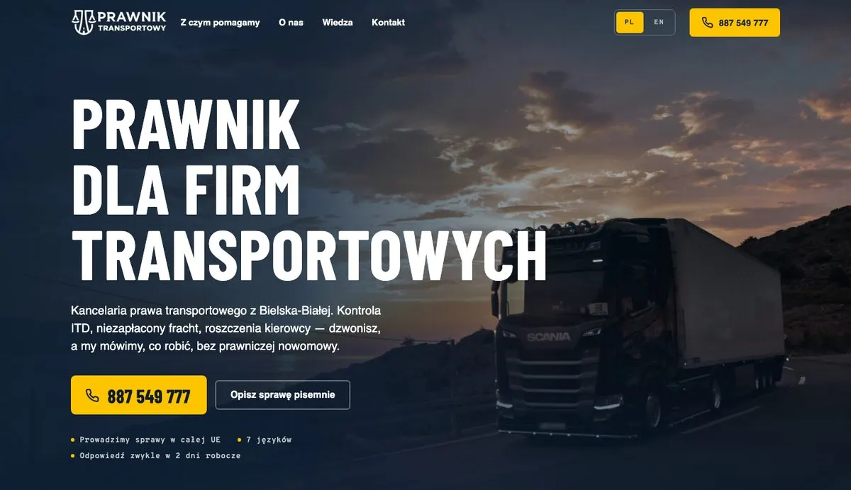 Nowa strona Prawnik Transportowy